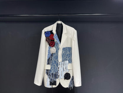 Original Design Heavy Industry Patch Suit Coat Top