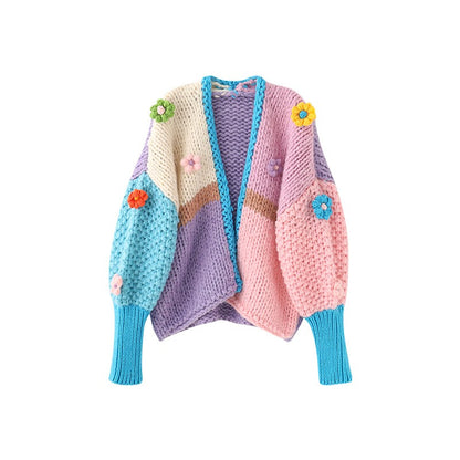 Heavy-duty crochet cardigan women autumn and winter wear