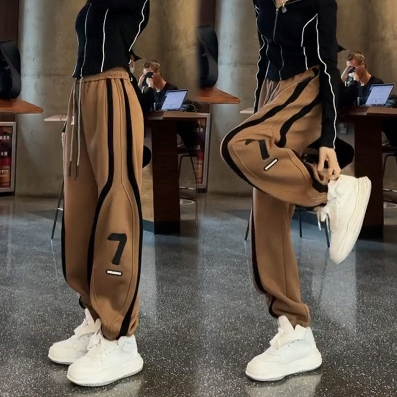 Patchwork sportswear pants casual loose ankle sweatpants