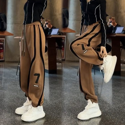 Patchwork sportswear pants casual loose ankle sweatpants