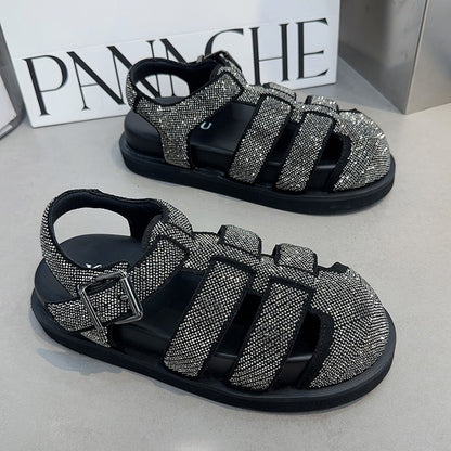 Water Diamond Sandals Women's Summer Hollow Woven Cage Shoes