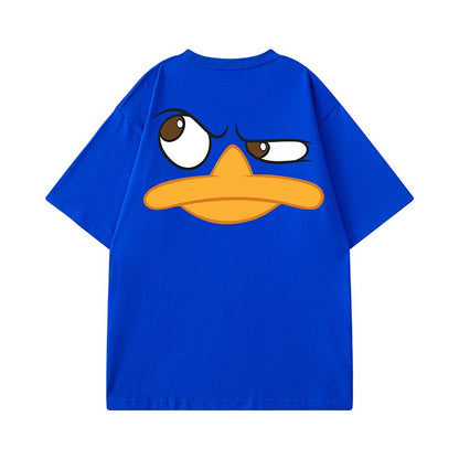 Unisex poof duck print T-shirt men's large size wear