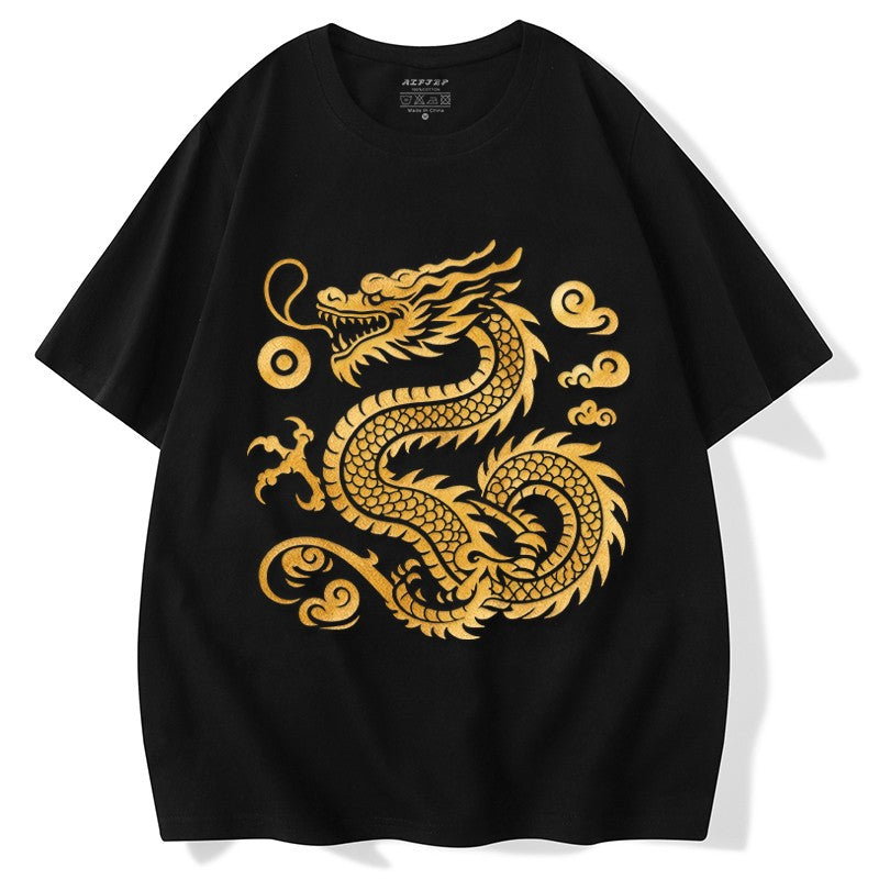 T-shirt Dragon Chinese style unisex zodiac couple cotton top