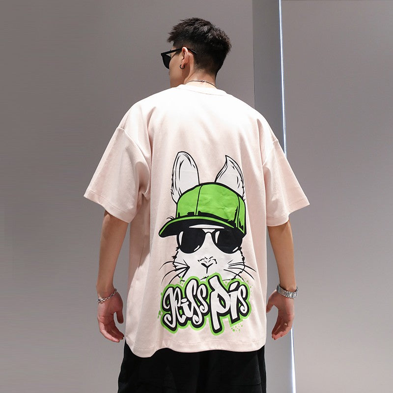 T-shirt anime rabbit print cute casual T-shirt couple style large size