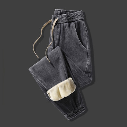 Warm denim jeans for men thickened autumn winter cold resistant trouser men pants