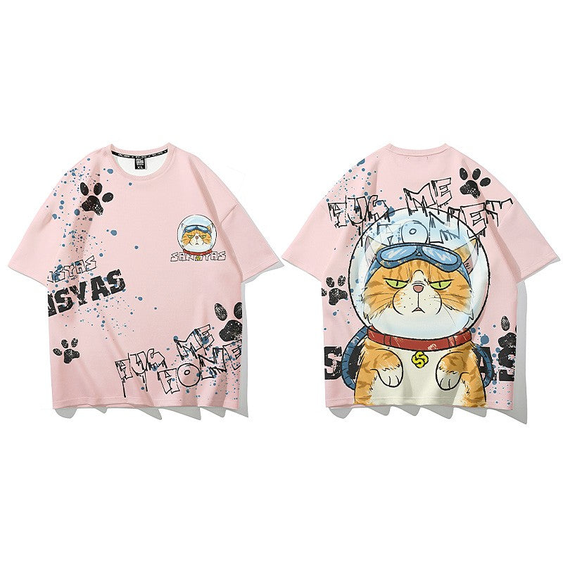 Cartoon graphic couple wear T-shirt short sleeves