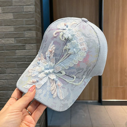 Face hat flower embroidery women's baseball cap