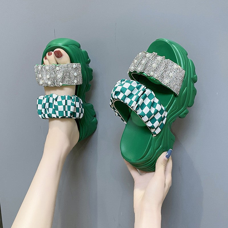 Green slippers for women fairy sandals