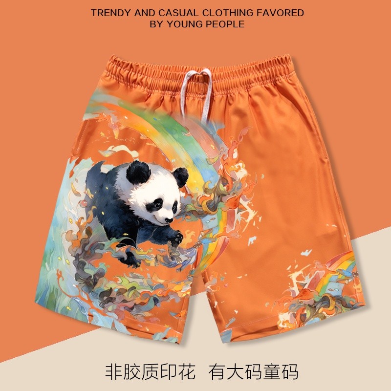 Color splash panda men summer loose beach shorts pant