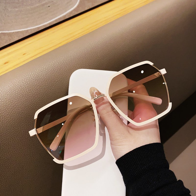 Metallic light colored polarized women sunglasses