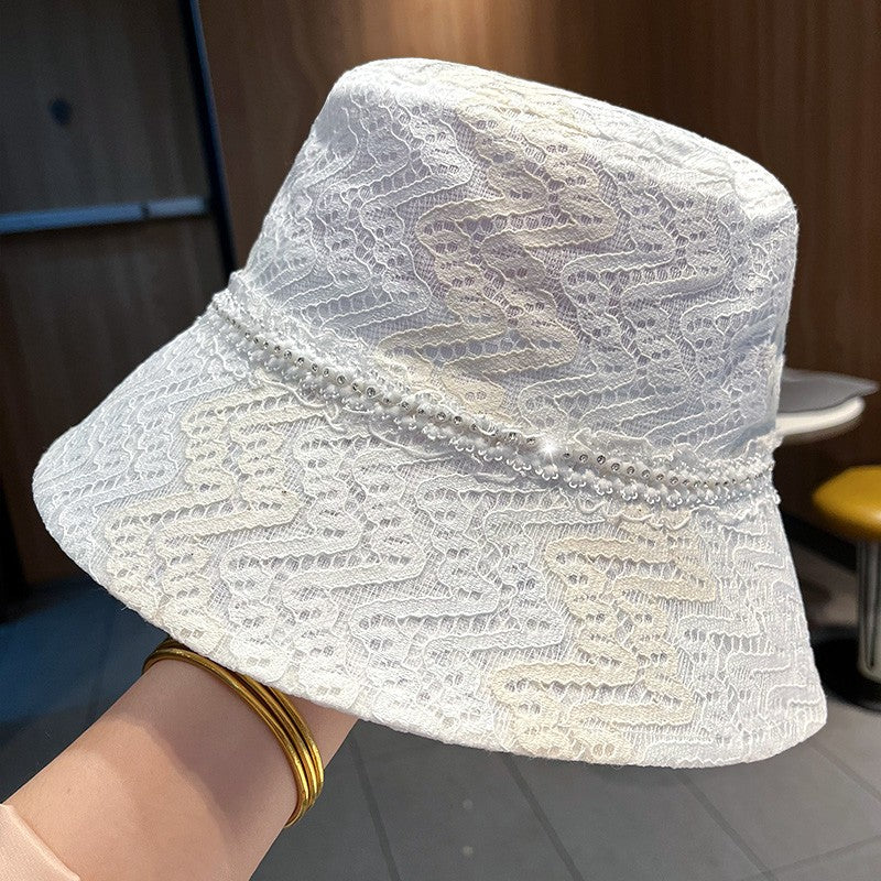 Lace Fisherman Hat Women Rhinestone