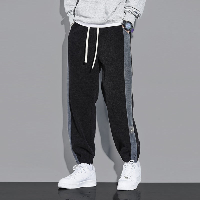 Grey joggers loose fitting ankle ties men's sports pants