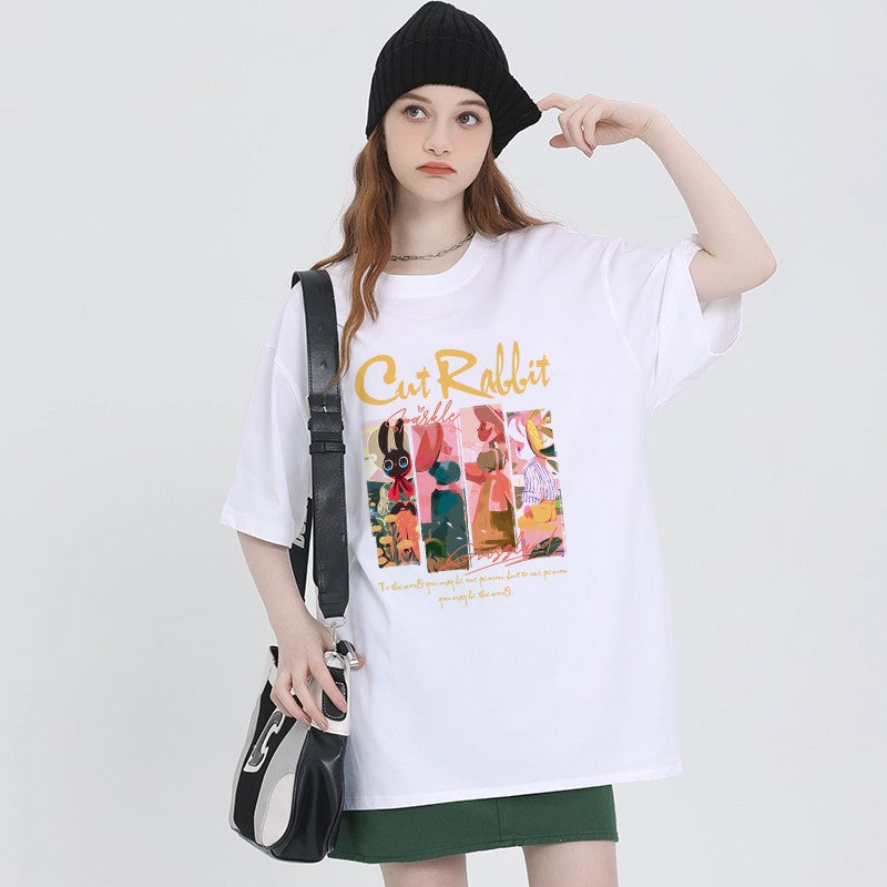 Rabbit t-shirt loose fit vintage top