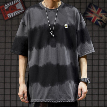 T-shirt tie-dye oversize con gradiente, super popolare, da uomo, comoda e comoda