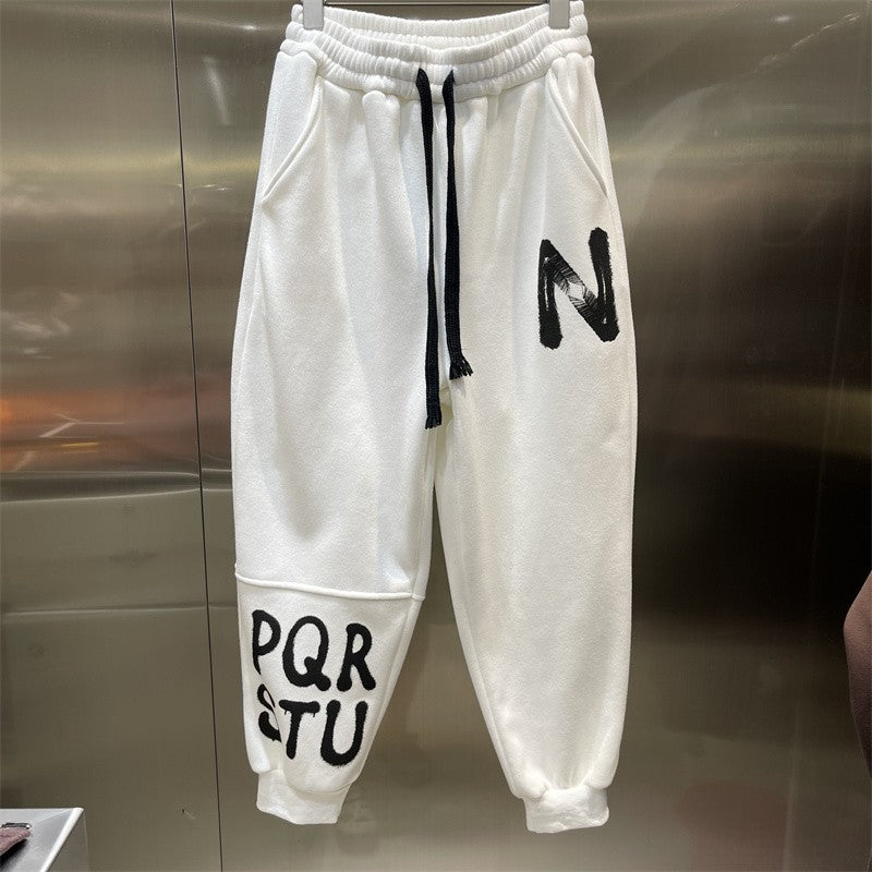 Cozy letter print sweatpants trendy sports loose joggers pant