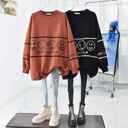 Thickened velvet mid-length neck sweatshirt