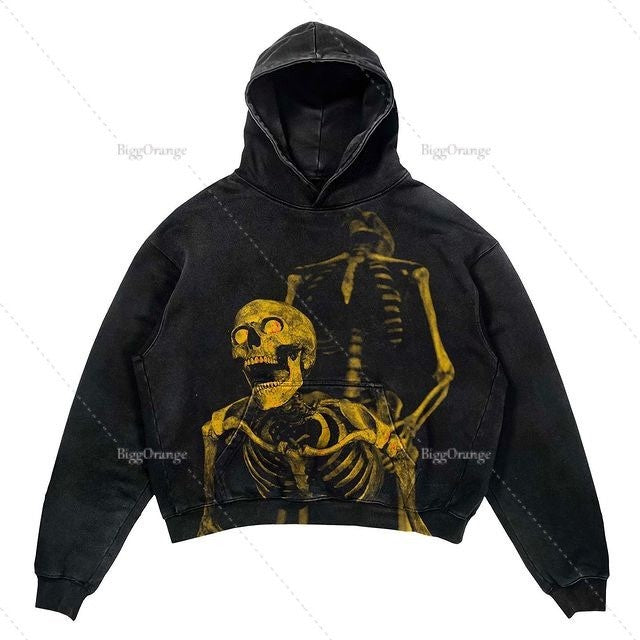 Oversize Ice Punk Design Printed Hip hop Hoodie Streetwear Gothic pullover