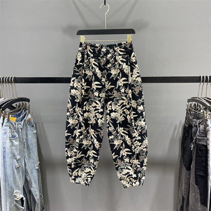 Fragmented floral radish pants for women