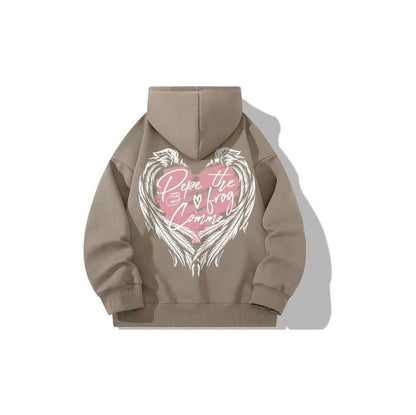 Handdrawn Graffiti Hoodied Love Wings Unisex Couple hoodies