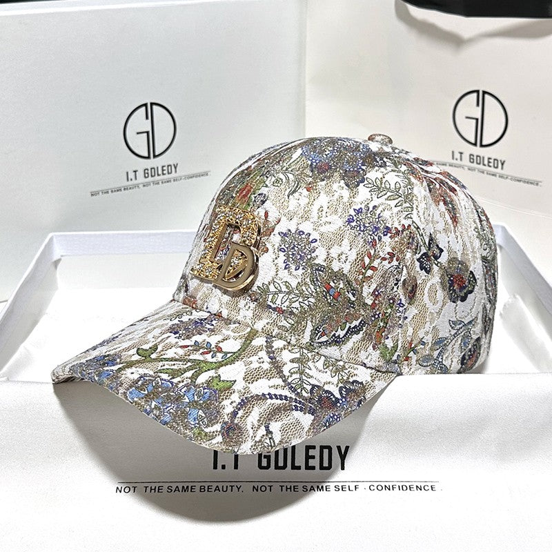 Graffiti Water Diamond Hat Flower Sunscreen Elegant Baseball Hat