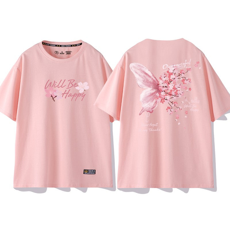 Butterfly t-shirt women's summer wear