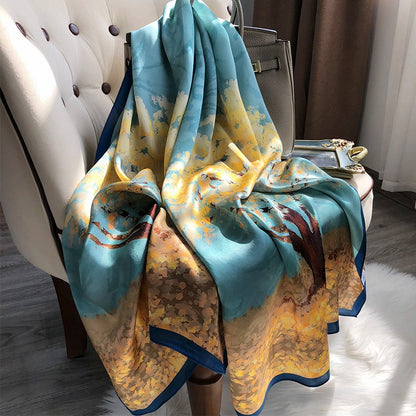 French Satin Silk Scarf Women's Fashionable Scarf