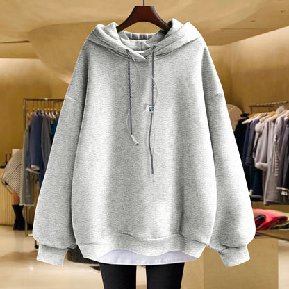 Black hoodie women's loose medium length hoodies