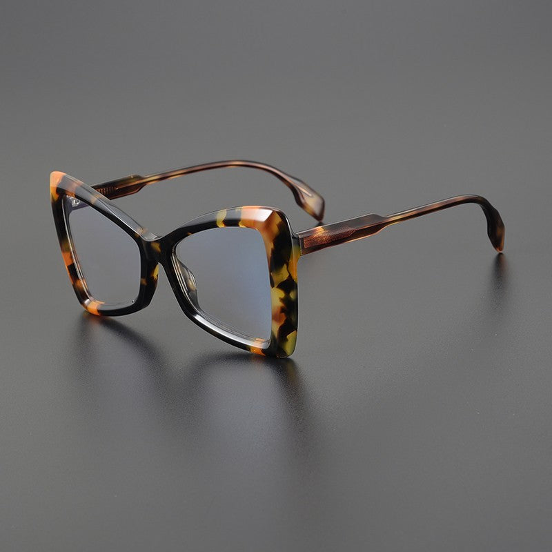 Handgefertigte Cat-Eye-Sonnenbrille mit Farbblockierung, Unisex-Rahmen