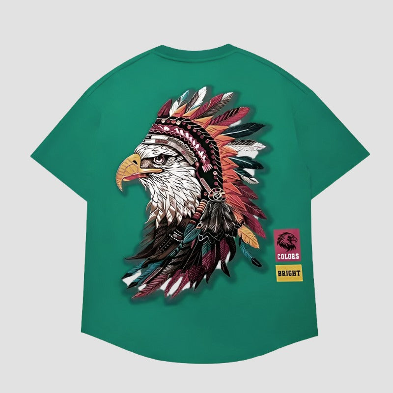 Eagle head pattern t-shirts camicia unisex T-shirt men's summer pure cotton tee