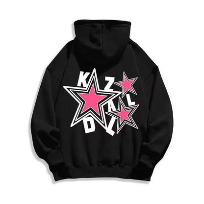 Loose star print hoodie