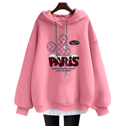 Hoodies cartoon letter mid-length jacket