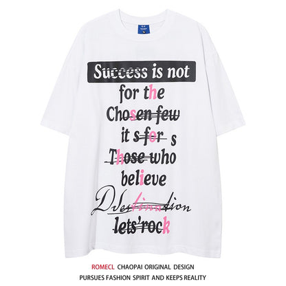 Succsess Hip Hop  T-shirt  Women's Versatile Unisex Loose Fit