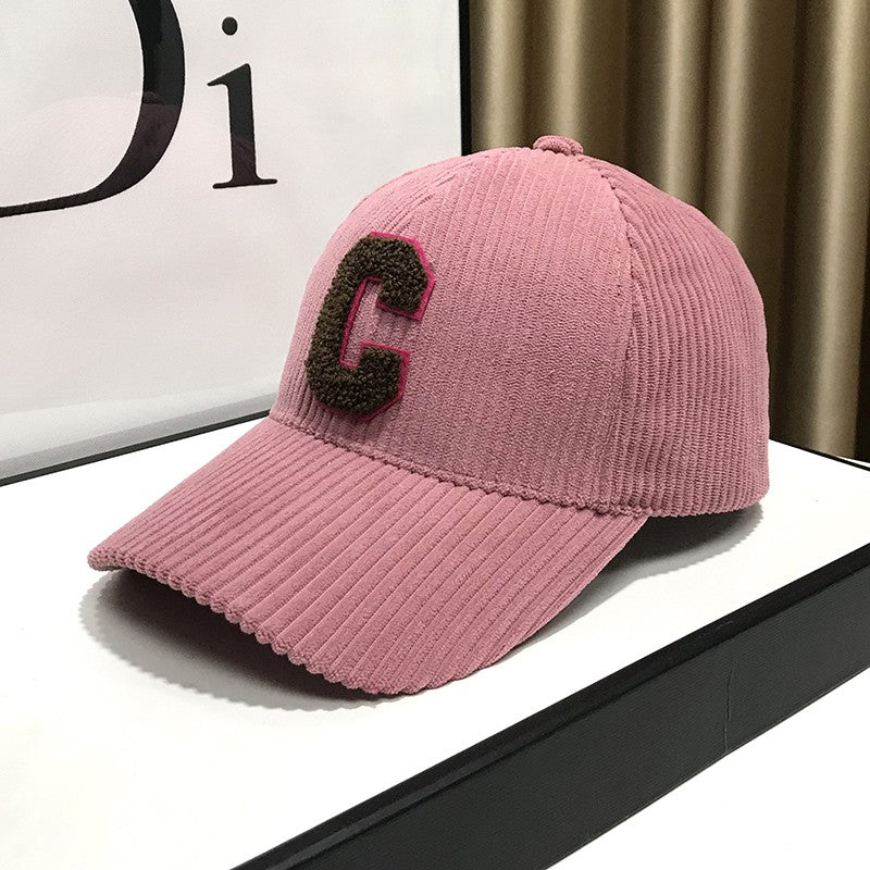 Corduroy peaked hat visor baseball cap