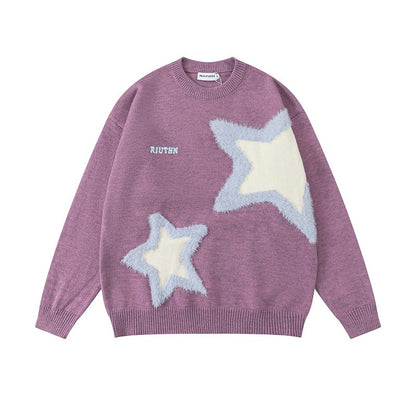 Unisex roasted chestnuts star couple pullover sweater