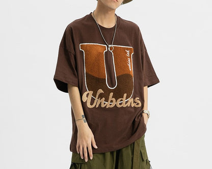 Letter U towel embroidery design versatile T-shirt