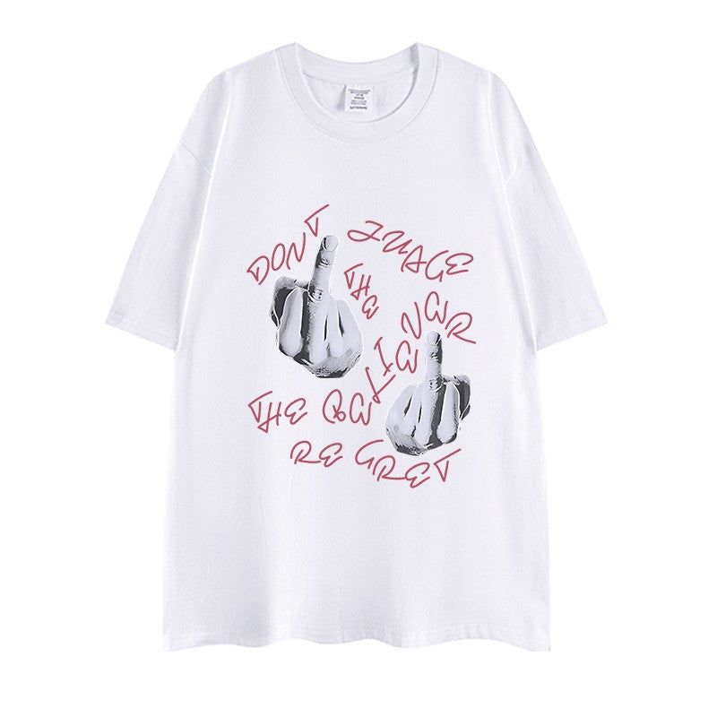 T-shirt oversized palm print hip-hop summer top