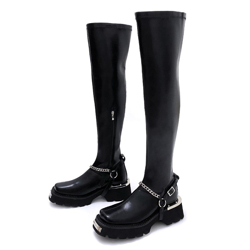 Black Long boots women's over-the-knee knight boots