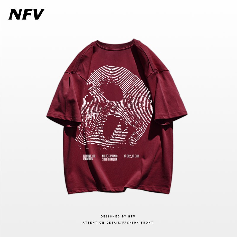 Oversize t-shirt vintage street hip-hop skull print cotton T-shirt