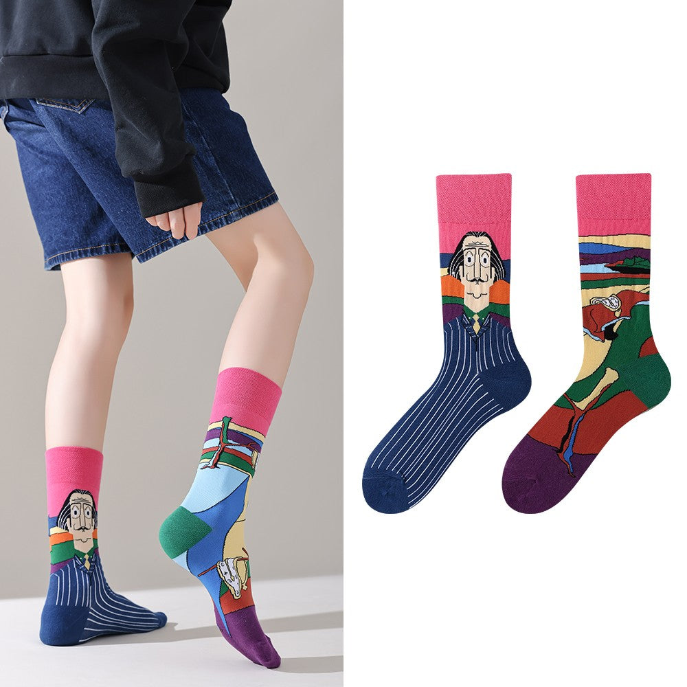 Trendy socks original men and women cartoon creative middle tube cotton socks