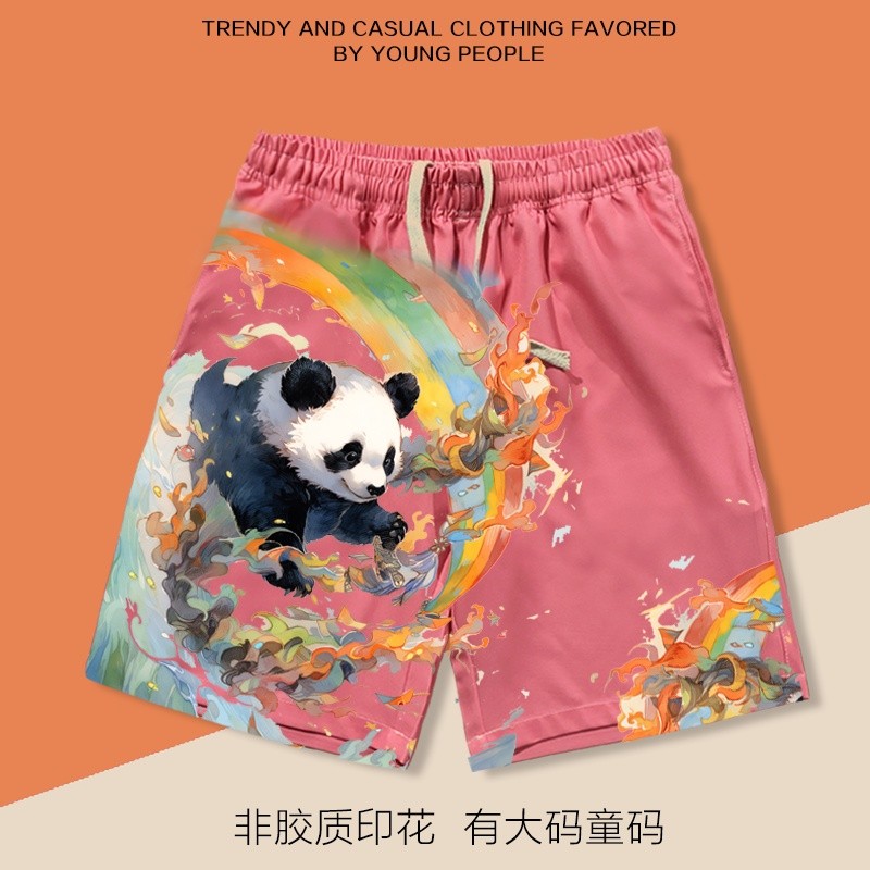 Color splash panda men summer loose beach shorts pant