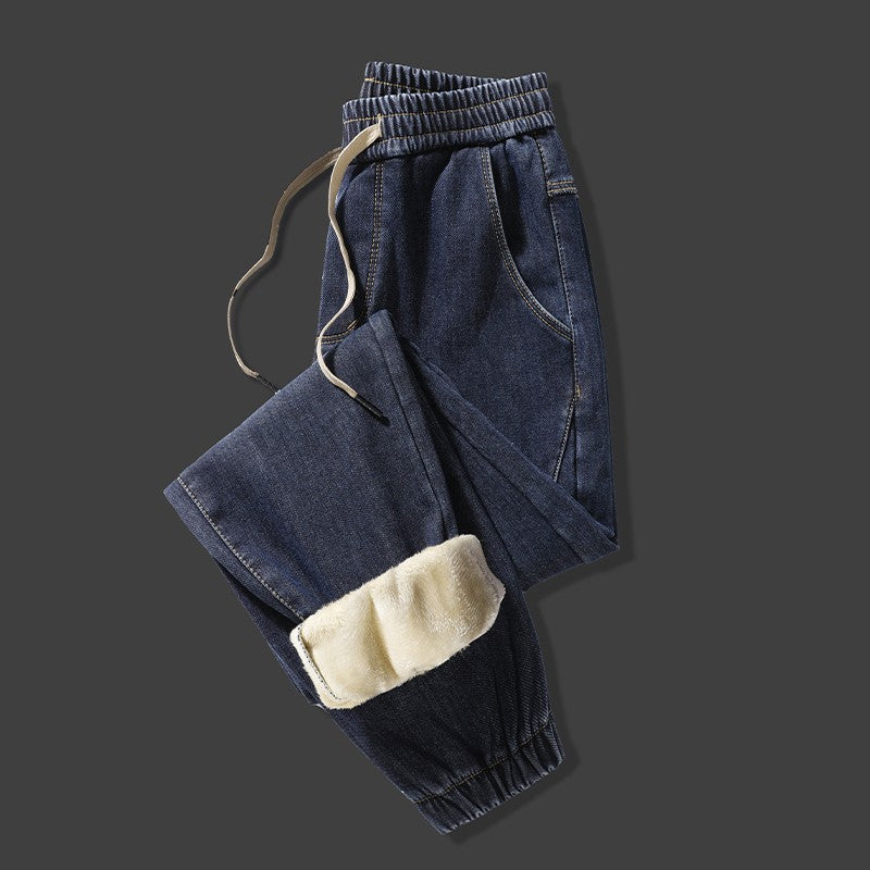 Warm denim jeans for men thickened autumn winter cold resistant trouser men pants