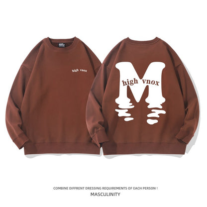 Burgundy couple sweatshirt men's heavyweight pure cotton hoodie