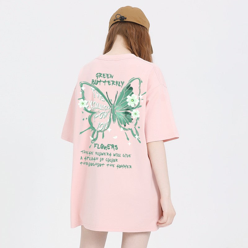 Dopamine T-shirts Oversize Butterfly Print T-Shirt For Women