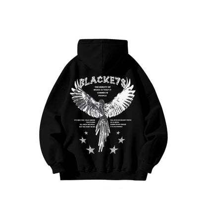 High street hip-hop angel printed pure cotton hoodie