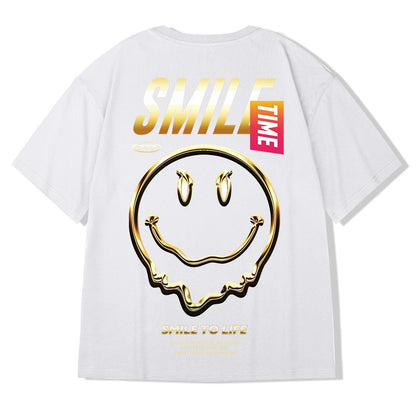 Oversize smile face short-sleeved T-shirt