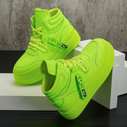 Night club trendy shoes fluorescent green sneakers