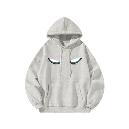 White eye print pure cotton hoodie