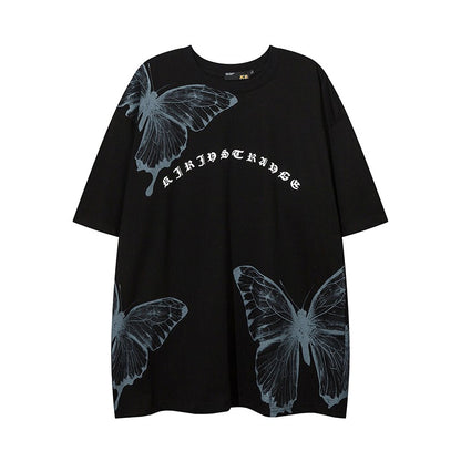 Unsex summer new tie-dye butterfly male and female couple oversize casual T-shirt