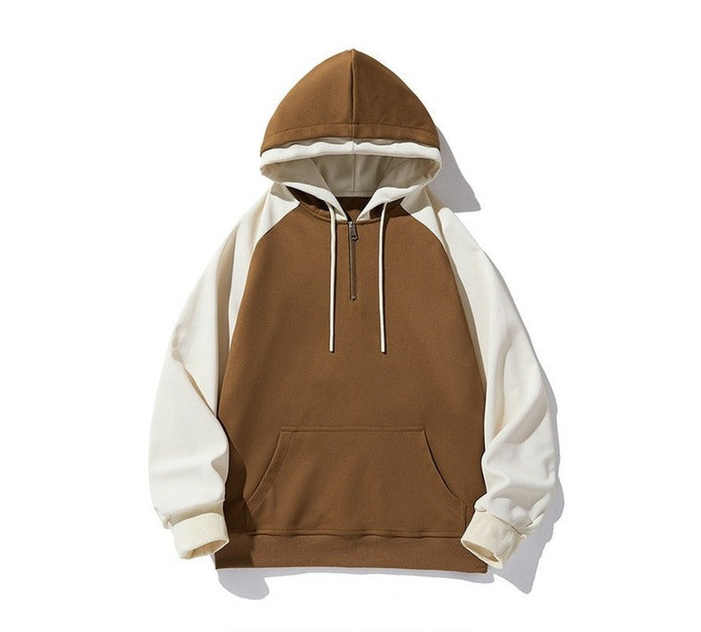 Pullover drawstring hoodies unisex patchwork oversize couple wear