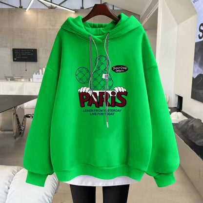 Hoodies cartoon letter mid-length jacket